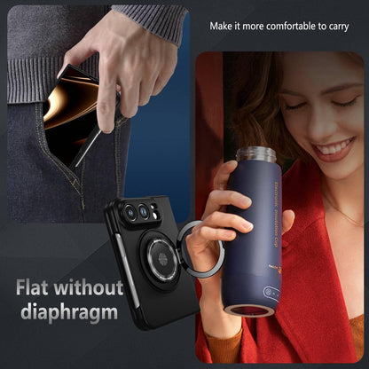 For iPhone Duo 360 Rotation Ring Holder MagSafe Shockproof PC Phone Case - Black - EDA010101201C