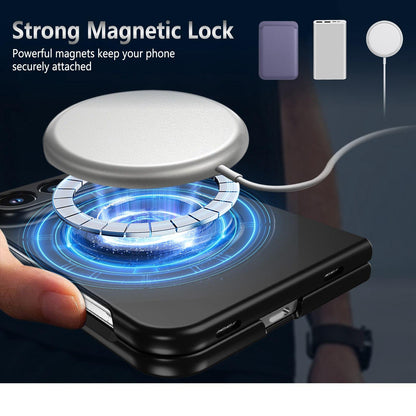 For iPhone Duo 360 Rotation Ring Holder MagSafe Shockproof PC Phone Case - Black - EDA010101201C