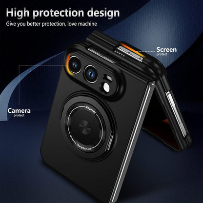 For iPhone Duo 360 Rotation Ring Holder MagSafe Shockproof PC Phone Case - Black - EDA010101201C