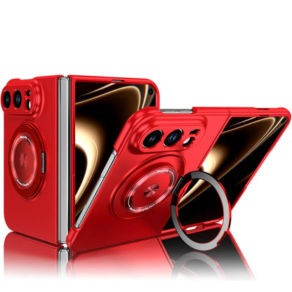 For iPhone Duo 360 Rotation Ring Holder MagSafe Shockproof PC Phone Case - Red - EDA010101201D