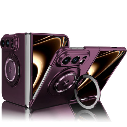 For iPhone Duo 360 Rotation Ring Holder MagSafe Shockproof PC Phone Case - Wine red - EDA010101201E