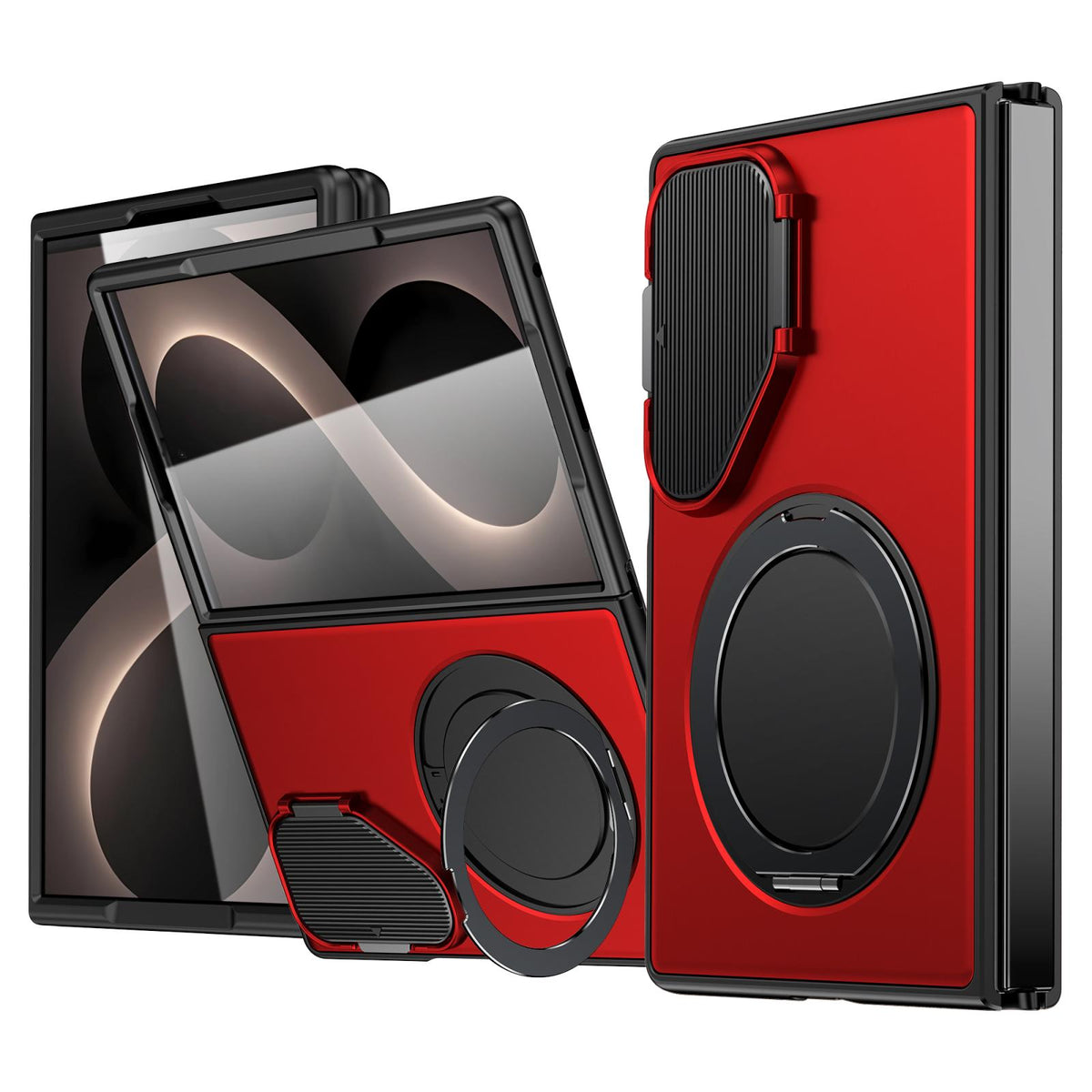 For Galaxy Z Fold8 5G ShellGod Magnetic Rotation Holder Shockproof Protective Phone Case - Red - EDA010101702B