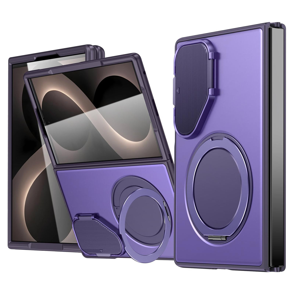 For Galaxy Z Fold8 5G ShellGod Magnetic Rotation Holder Shockproof Protective Phone Case - Purple - EDA010101702E