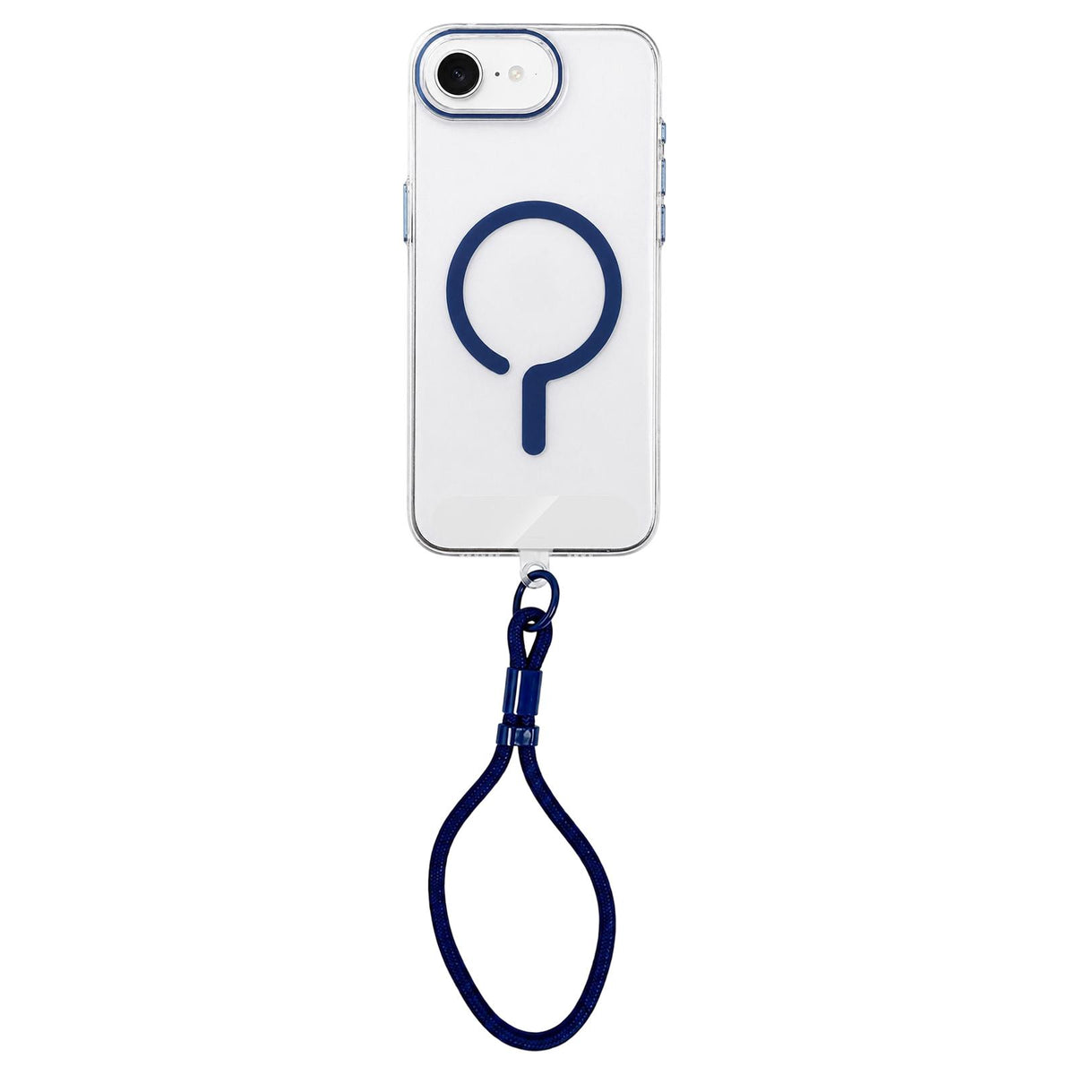 For iPhone 17e / 16e Question Mark Clear PC Magnetic Phone Case with Lanyard - Business Blue - EDA010101901A