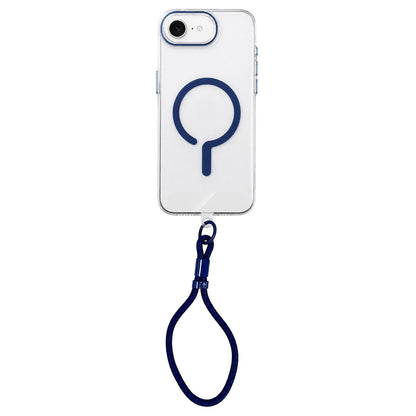 For iPhone 17e / 16e Question Mark Clear PC Magnetic Phone Case with Lanyard - Business Blue - EDA010101901A