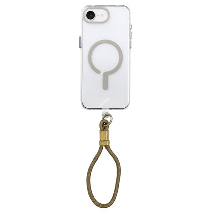 For iPhone 17e / 16e Question Mark Clear PC Magnetic Phone Case with Lanyard - Desert Gold - EDA010101901D