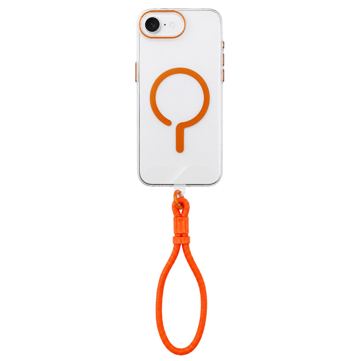 For iPhone 17e / 16e Question Mark Clear PC Magnetic Phone Case with Lanyard - Stellar Orange - EDA010101901F