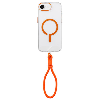 For iPhone 17e / 16e Question Mark Clear PC Magnetic Phone Case with Lanyard - Stellar Orange - EDA010101901F