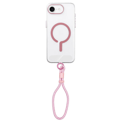 For iPhone 17e / 16e Question Mark Clear PC Magnetic Phone Case with Lanyard - Elegant Pink - EDA010101901G