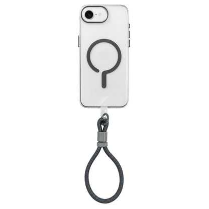 For iPhone 17e / 16e Question Mark Clear PC Magnetic Phone Case with Lanyard - Space Gray - EDA010101901H
