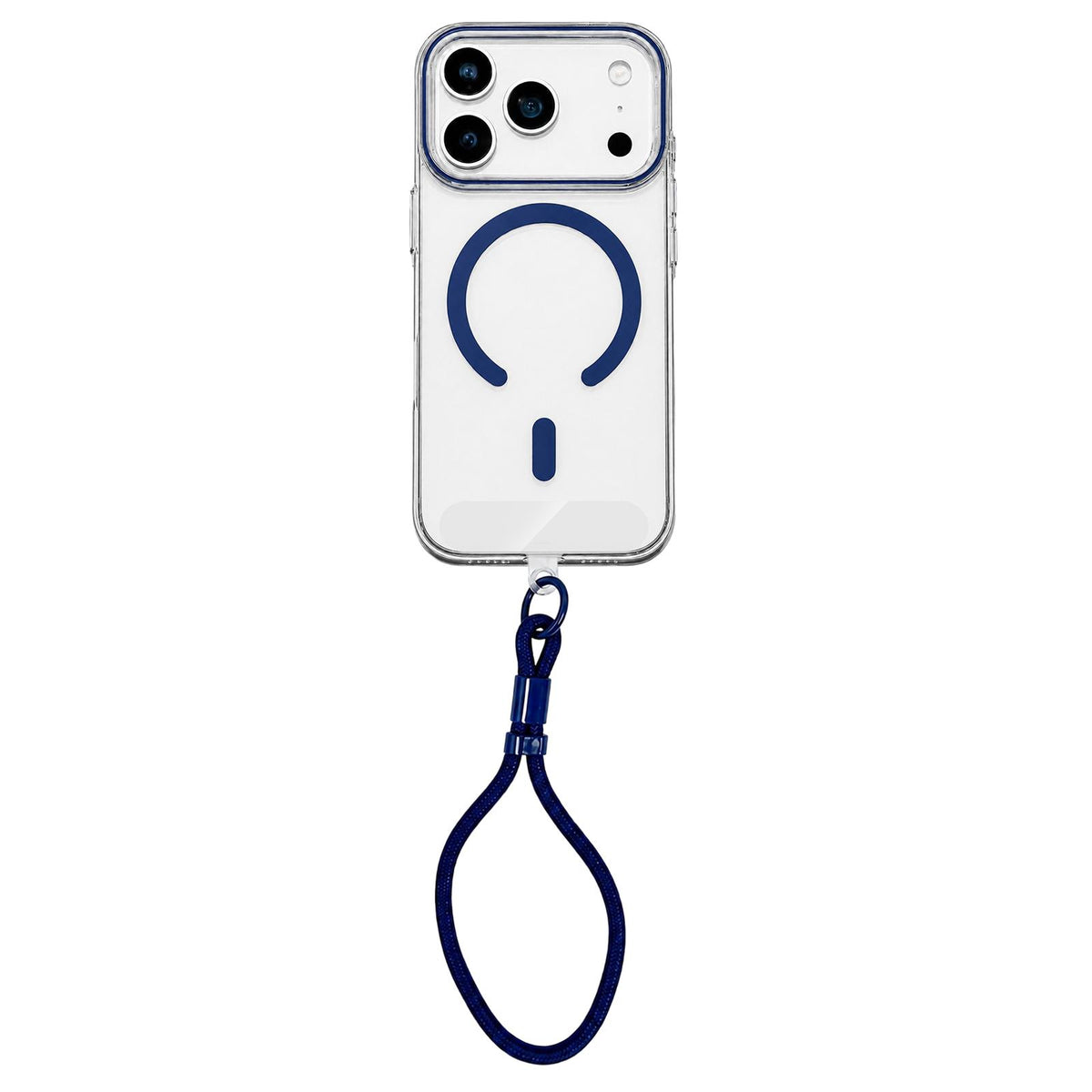 For iPhone 17 Pro Max Question Mark Clear PC Magnetic Phone Case with Lanyard - Business Blue - EDA010101902A