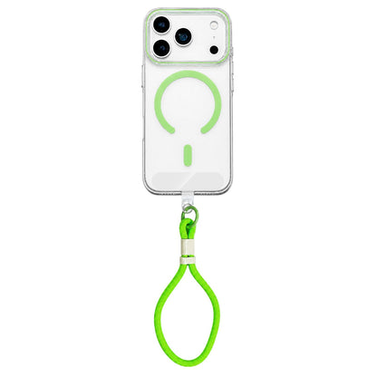 For iPhone 17 Pro Max Question Mark Clear PC Magnetic Phone Case with Lanyard - Fluorescent Green - EDA010101902B