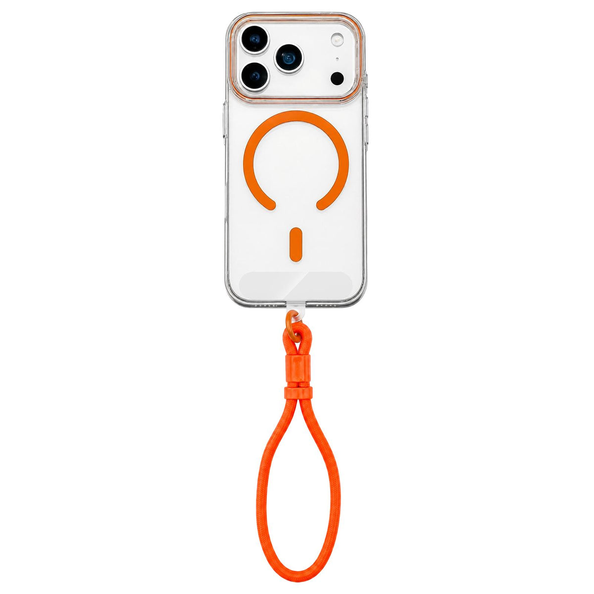 For iPhone 17 Pro Max Question Mark Clear PC Magnetic Phone Case with Lanyard - Stellar Orange - EDA010101902F