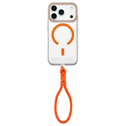 For iPhone 17 Pro Max Question Mark Clear PC Magnetic Phone Case with Lanyard - Stellar Orange - EDA010101902F