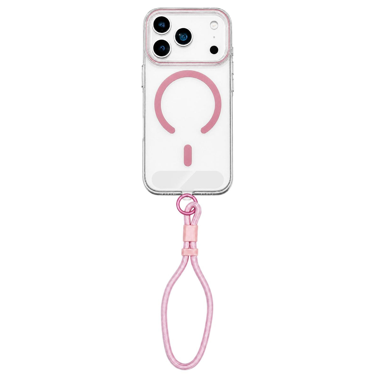 For iPhone 17 Pro Question Mark Clear PC Magnetic Phone Case with Lanyard - Elegant Pink - EDA010101903G