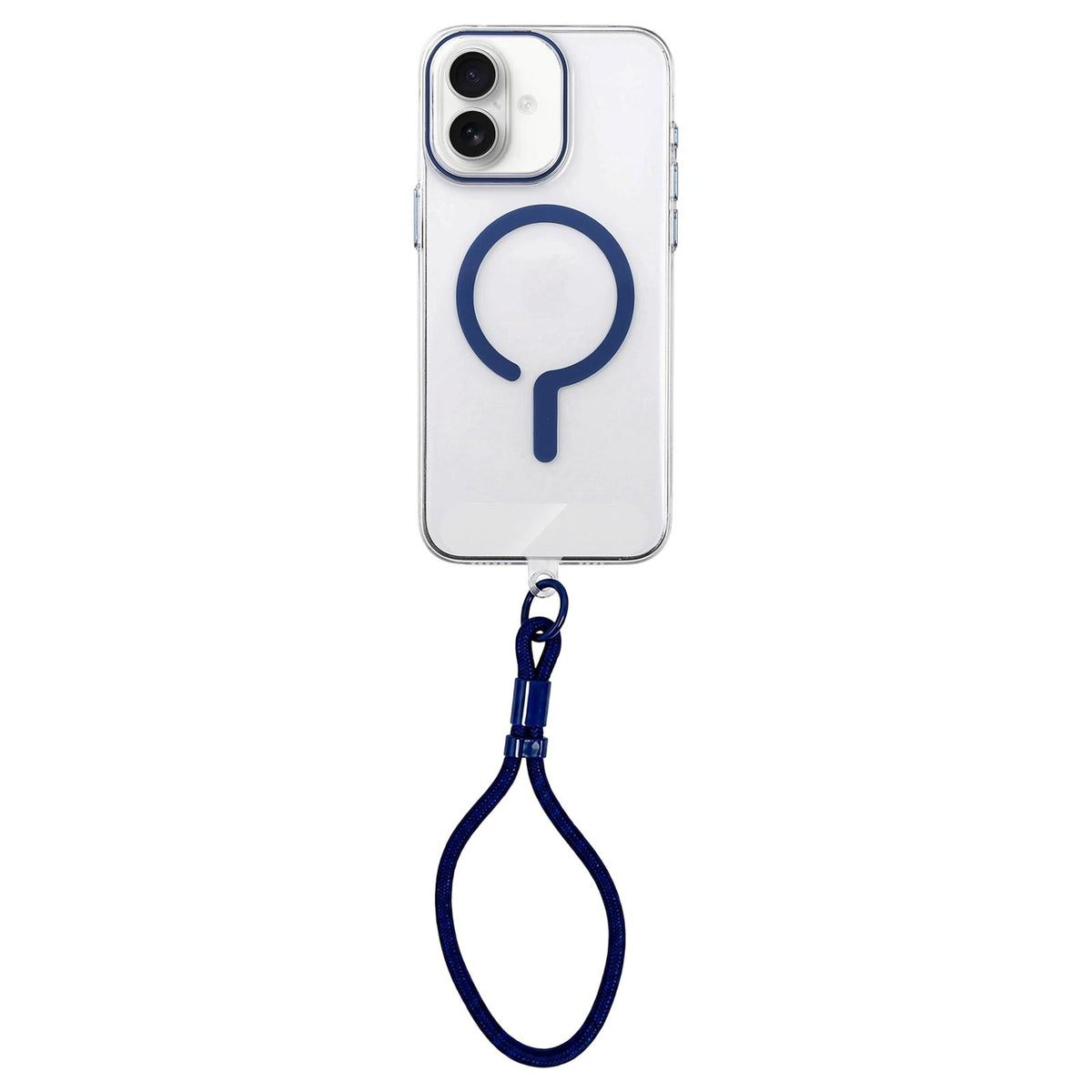 For iPhone 17 Question Mark Clear PC Magnetic Phone Case with Lanyard - Business Blue - EDA010101904A