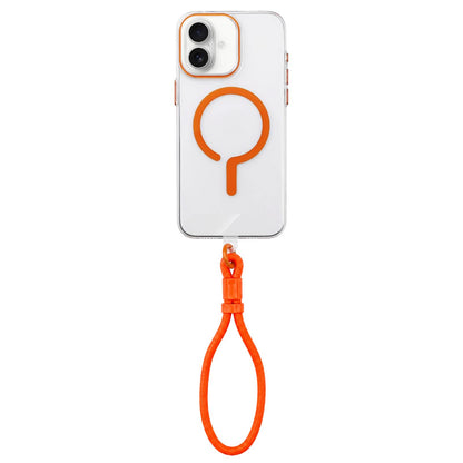 For iPhone 17 Question Mark Clear PC Magnetic Phone Case with Lanyard - Stellar Orange - EDA010101904F