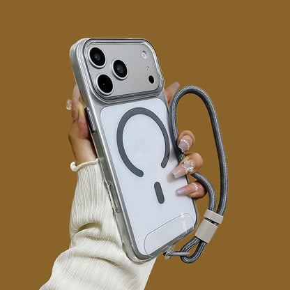 For iPhone 17 Question Mark Clear PC Magnetic Phone Case with Lanyard - Space Gray - EDA010101904H