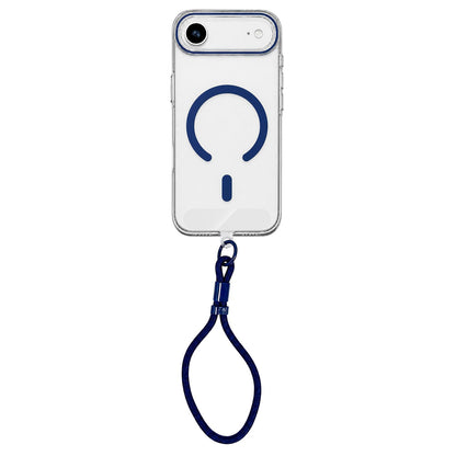 For iPhone Air Question Mark Clear PC Magnetic Phone Case with Lanyard - Business Blue - EDA010101905A