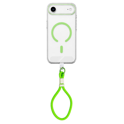 For iPhone Air Question Mark Clear PC Magnetic Phone Case with Lanyard - Fluorescent Green - EDA010101905B