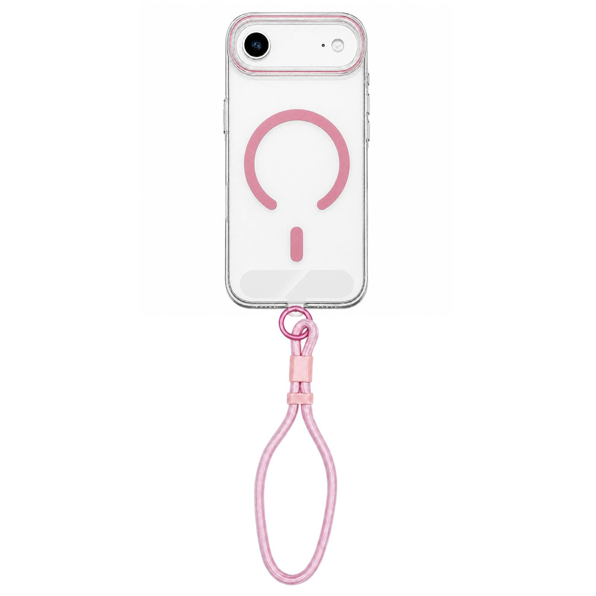 For iPhone Air Question Mark Clear PC Magnetic Phone Case with Lanyard - Elegant Pink - EDA010101905G