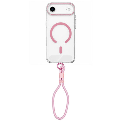 For iPhone Air Question Mark Clear PC Magnetic Phone Case with Lanyard - Elegant Pink - EDA010101905G