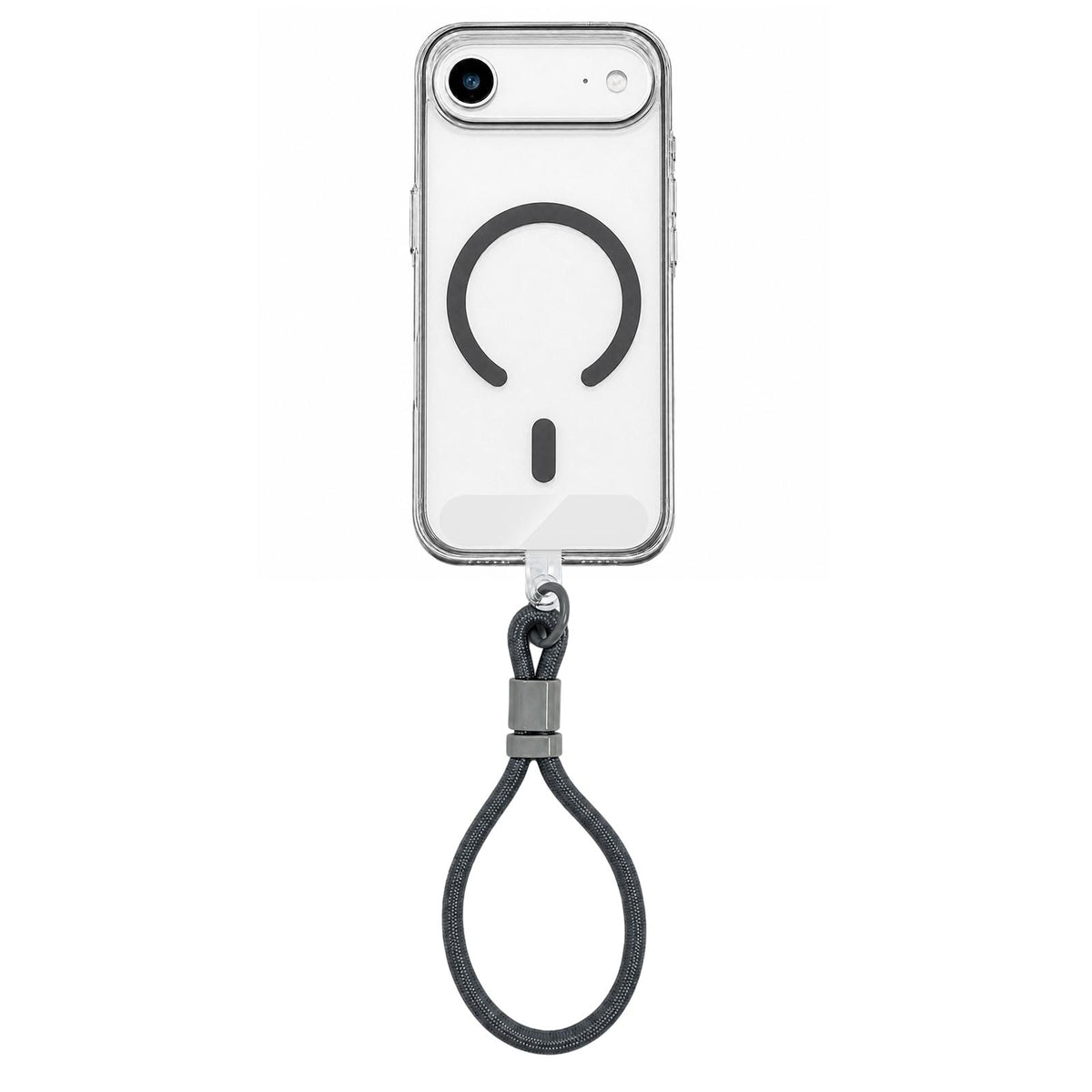 For iPhone Air Question Mark Clear PC Magnetic Phone Case with Lanyard - Space Gray - EDA010101905H