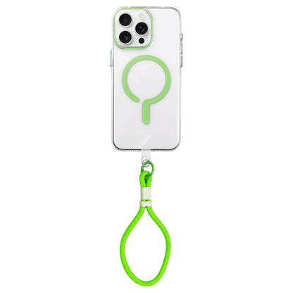 For iPhone 16 Pro Question Mark Clear PC Magnetic Phone Case with Lanyard - Fluorescent Green - EDA010101907B