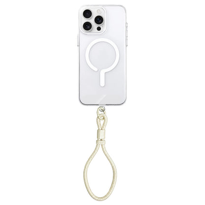 For iPhone 16 Pro Question Mark Clear PC Magnetic Phone Case with Lanyard - Jasmine White - EDA010101907C