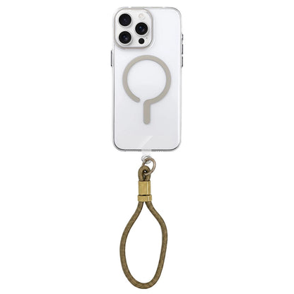 For iPhone 16 Pro Question Mark Clear PC Magnetic Phone Case with Lanyard - Desert Gold - EDA010101907D