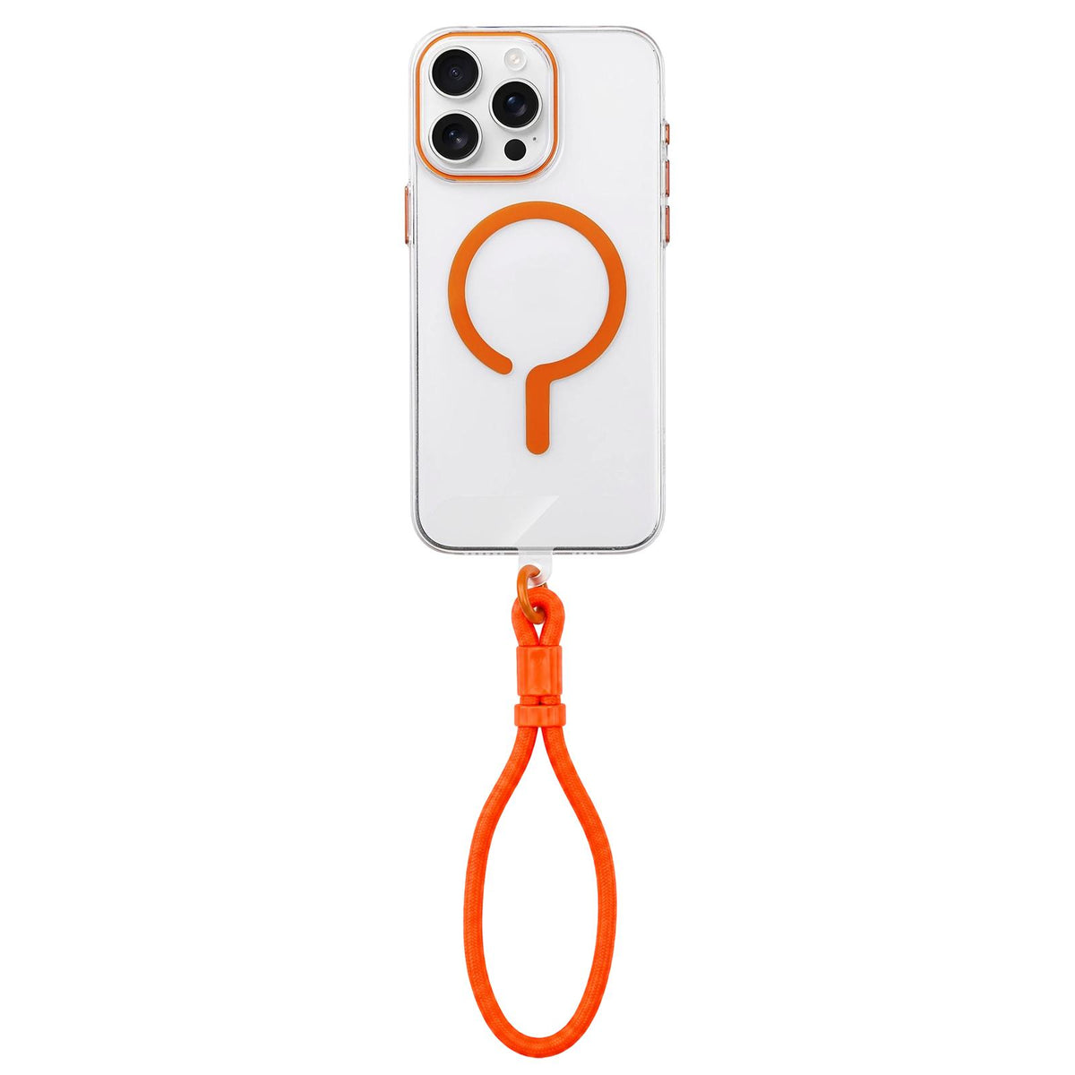 For iPhone 16 Pro Question Mark Clear PC Magnetic Phone Case with Lanyard - Stellar Orange - EDA010101907F