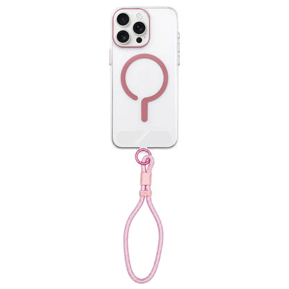 For iPhone 16 Pro Question Mark Clear PC Magnetic Phone Case with Lanyard - Elegant Pink - EDA010101907G