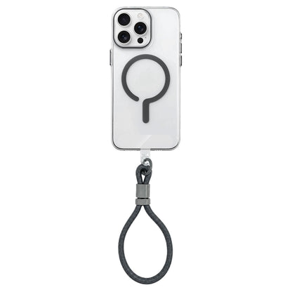 For iPhone 16 Pro Question Mark Clear PC Magnetic Phone Case with Lanyard - Space Gray - EDA010101907H