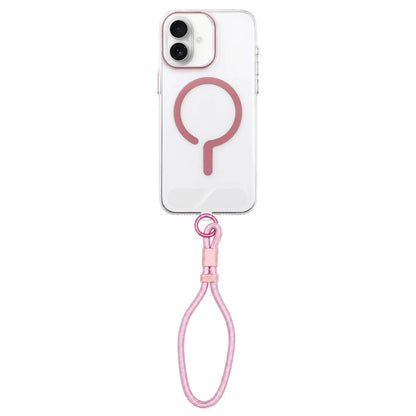 For iPhone 15 Pro Max Question Mark Clear PC Magnetic Phone Case with Lanyard - Elegant Pink - EDA010101910G