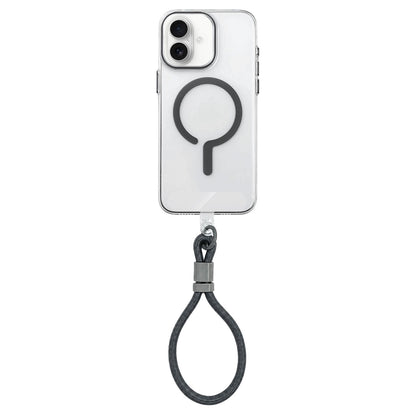 For iPhone 15 Pro Question Mark Clear PC Magnetic Phone Case with Lanyard - Space Gray - EDA010101911H