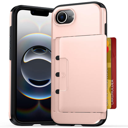 For iPhone 17e / 16e Sliding Card Slot PC Hybrid TPU Phone Case - Rose Gold - EDA010102003D