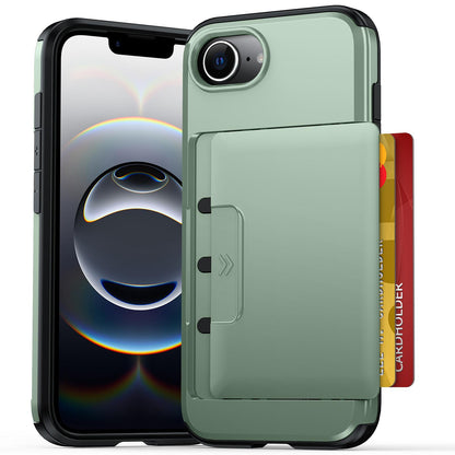 For iPhone 17e / 16e Sliding Card Slot PC Hybrid TPU Phone Case - Army Green - EDA010102003E