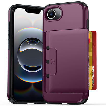 For iPhone 17e / 16e Sliding Card Slot PC Hybrid TPU Phone Case - Cherry Red - EDA010102003G