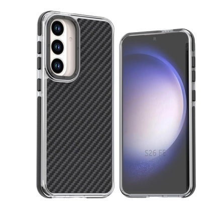 For Galaxy S26 FE 5G Dual-Color Carbon Fiber Texture Acrylic Hybrid TPU Phone Case - Black - EDA010106601B