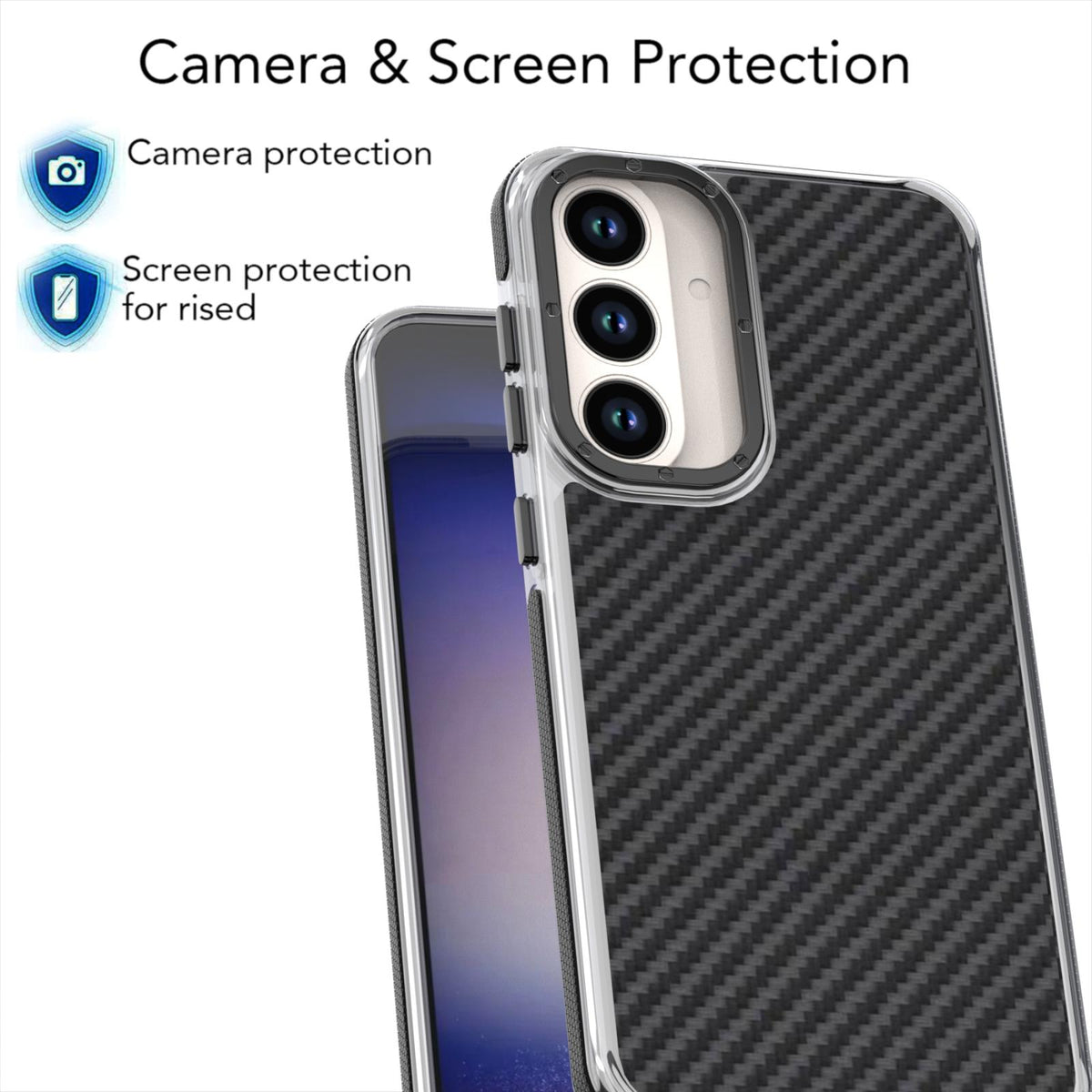 For Galaxy S26 FE 5G Dual-Color Carbon Fiber Texture Acrylic Hybrid TPU Phone Case - Black - EDA010106601B
