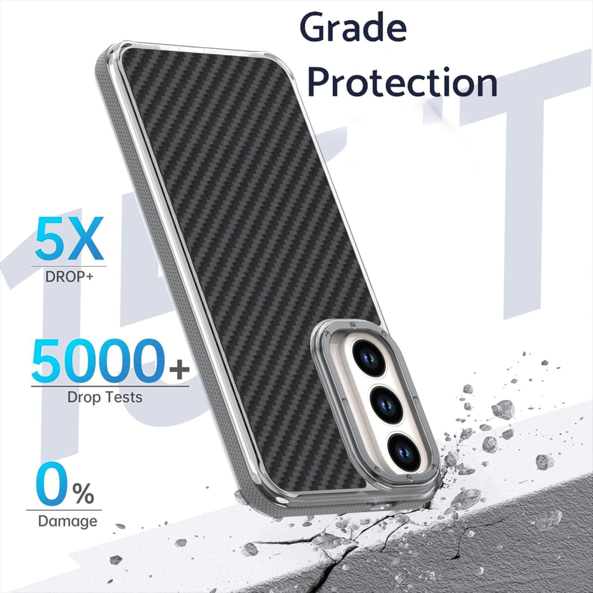 For Galaxy S26 FE 5G Dual-Color Carbon Fiber Texture Acrylic Hybrid TPU Phone Case - Gray - EDA010106601C