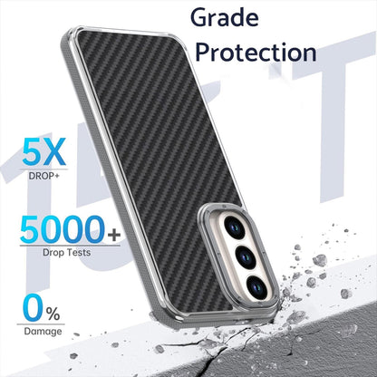 For Galaxy S26 FE 5G Dual-Color Carbon Fiber Texture Acrylic Hybrid TPU Phone Case - Gray - EDA010106601C