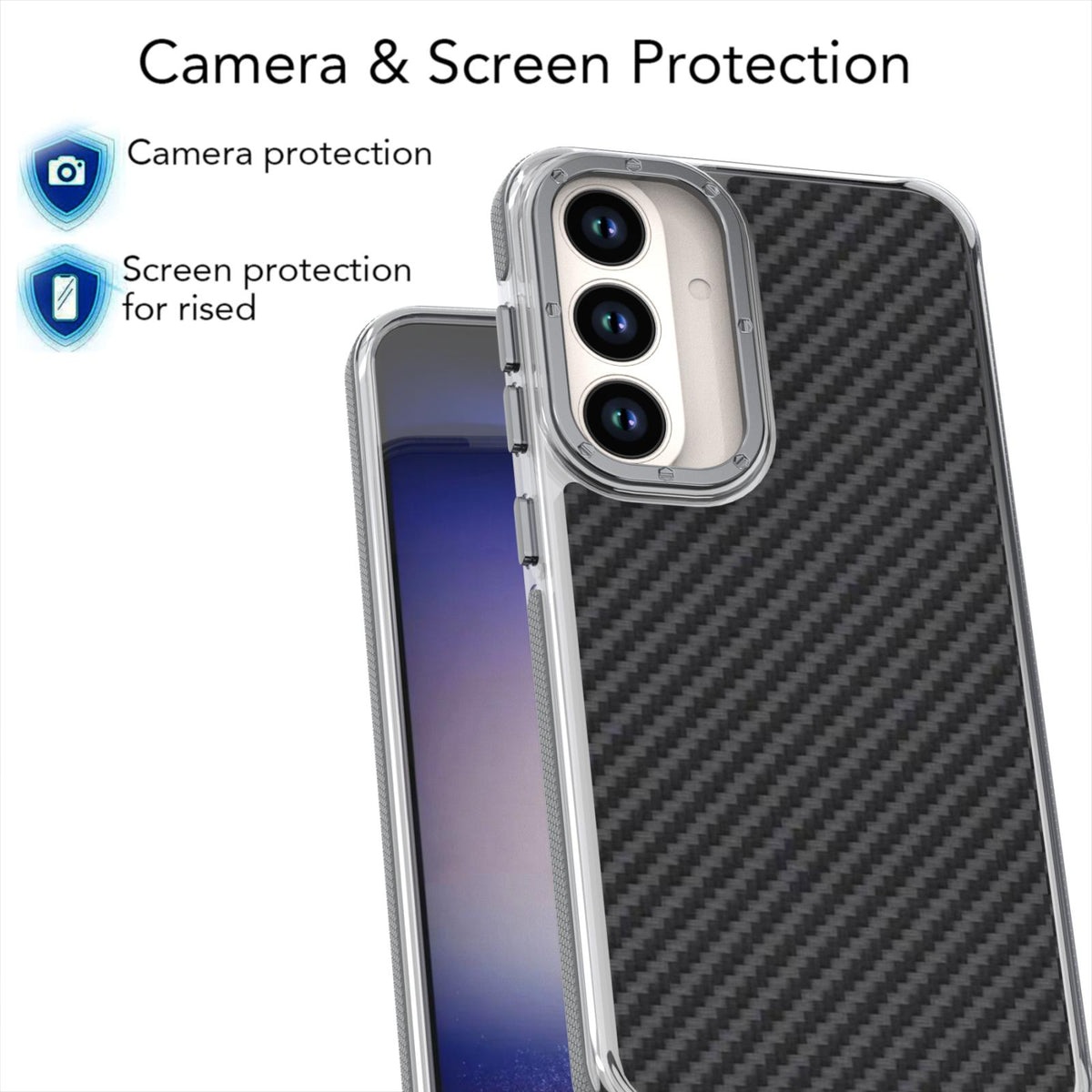 For Galaxy S26 FE 5G Dual-Color Carbon Fiber Texture Acrylic Hybrid TPU Phone Case - Gray - EDA010106601C