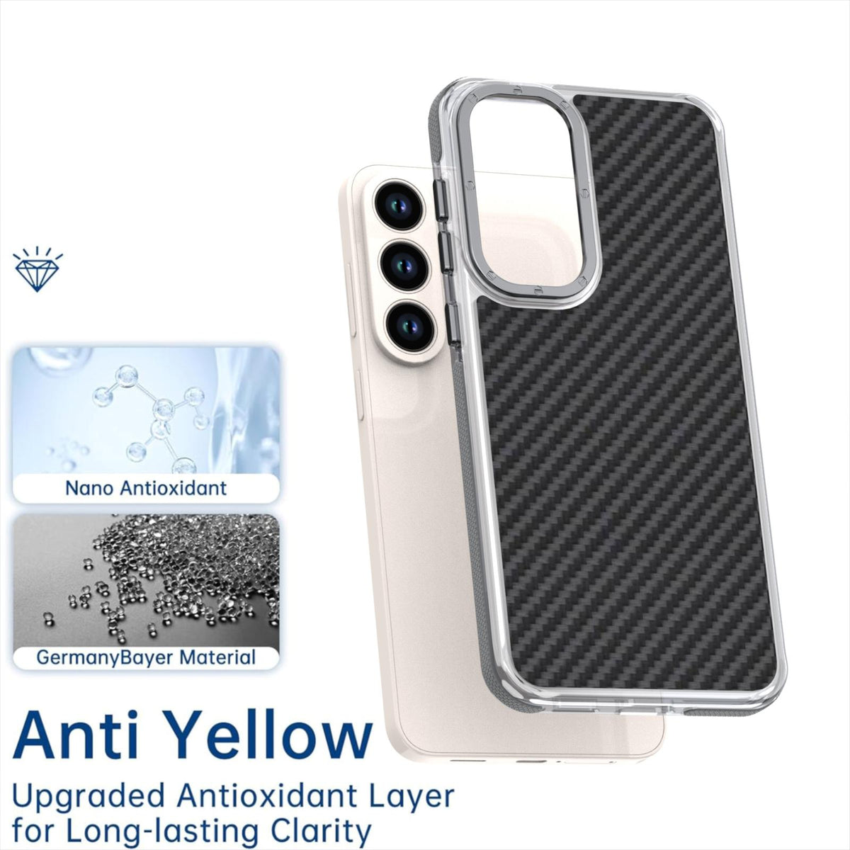 For Galaxy S26 FE 5G Dual-Color Carbon Fiber Texture Acrylic Hybrid TPU Phone Case - Gray - EDA010106601C