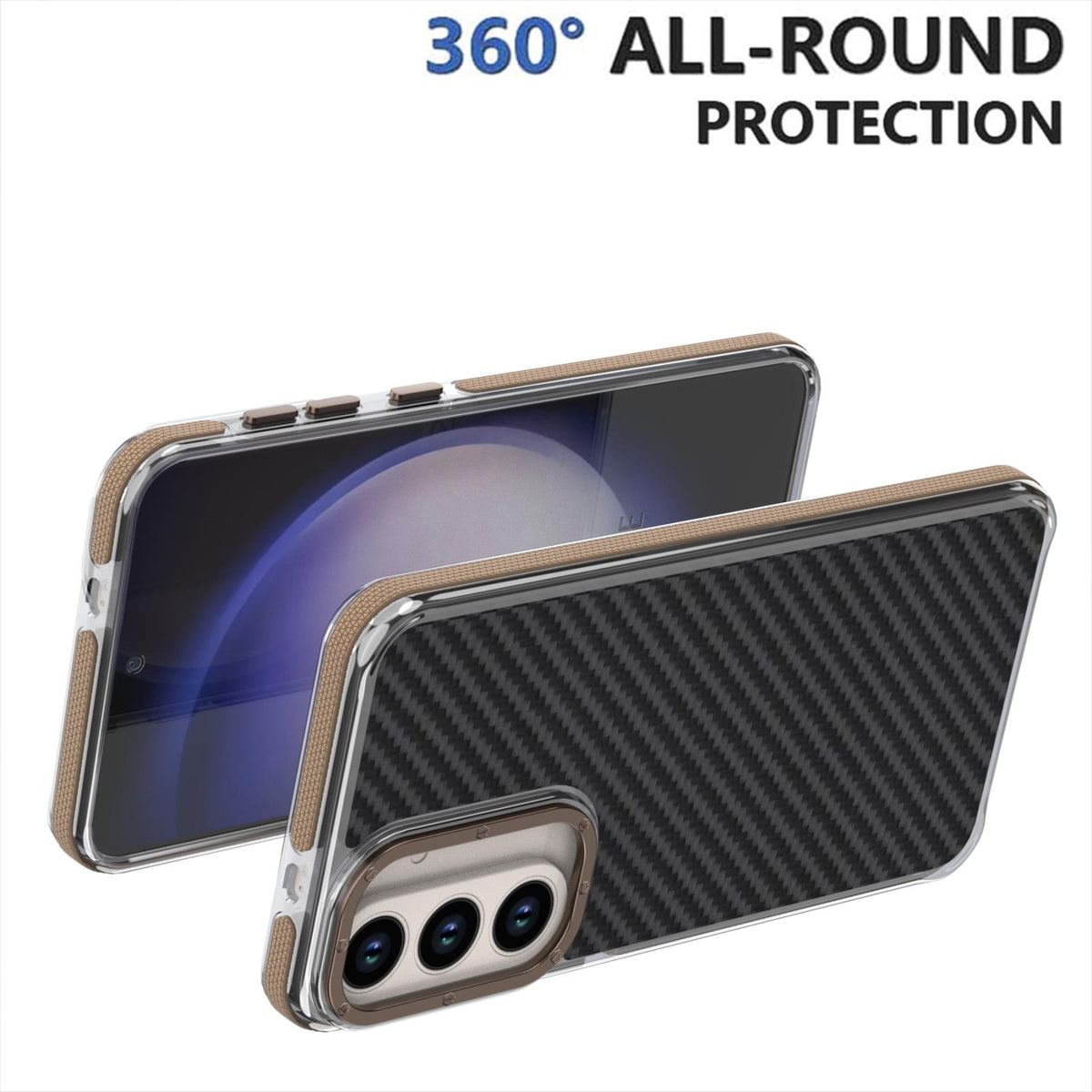 For Galaxy S26 FE 5G Dual-Color Carbon Fiber Texture Acrylic Hybrid TPU Phone Case - Gold - EDA010106601D
