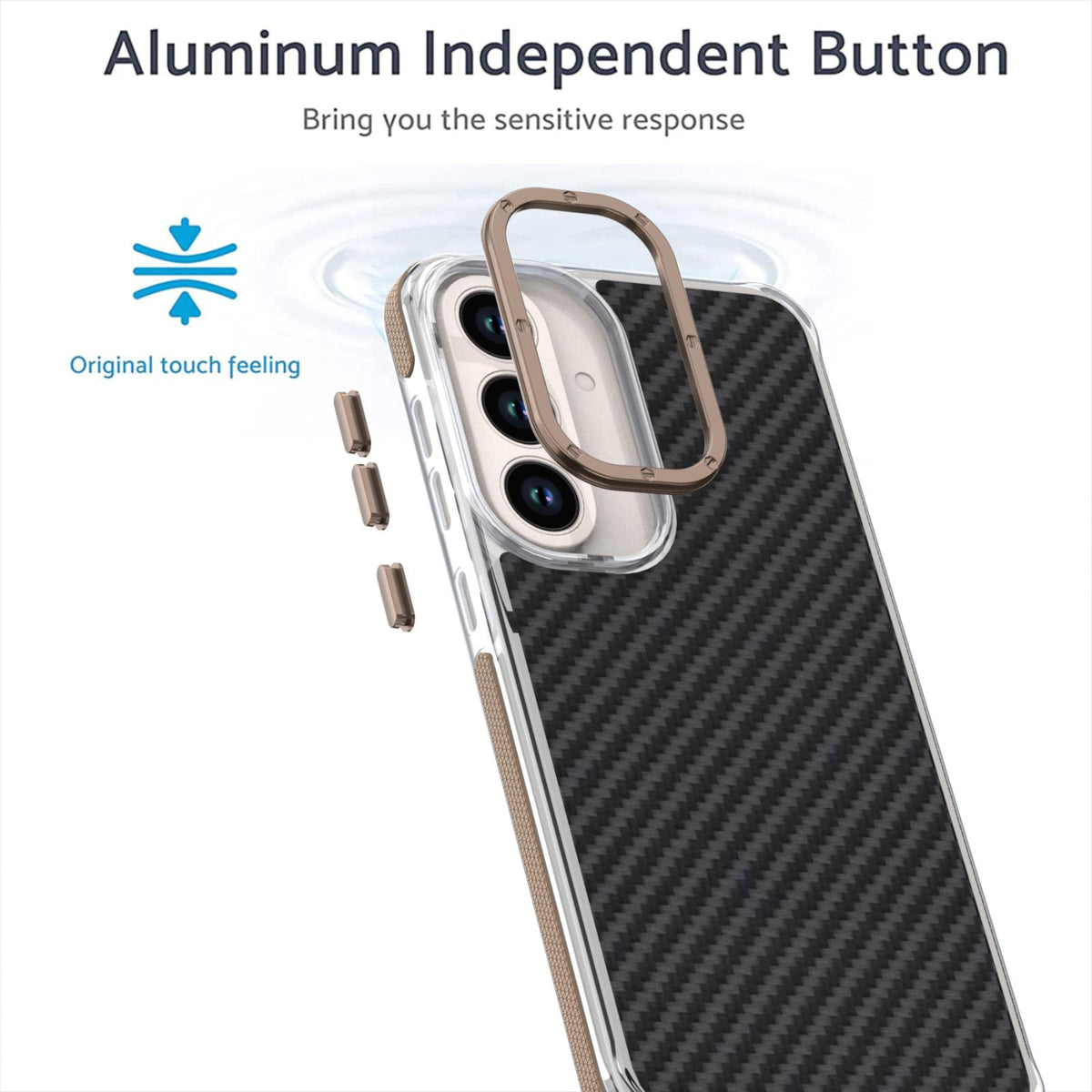 For Galaxy S26 FE 5G Dual-Color Carbon Fiber Texture Acrylic Hybrid TPU Phone Case - Gold - EDA010106601D