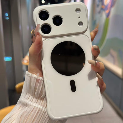 For iPhone 17 Pro Max Large Window Borderless Mirror Magnetic Phone Case - White - EDA010108701B