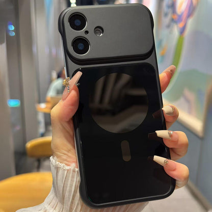 For iPhone 17 Large Window Borderless Mirror Magnetic Phone Case - Black - EDA010108703C