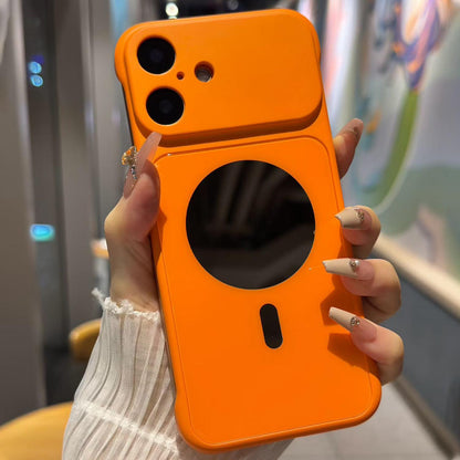 For iPhone 17 Large Window Borderless Mirror Magnetic Phone Case - Orange - EDA010108703H