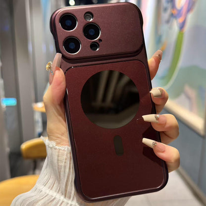 For iPhone 15 Pro Max Large Window Borderless Mirror Magnetic Phone Case - Cherry Red - EDA010108707A